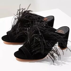Charlotte Stone Black Feathered Mules